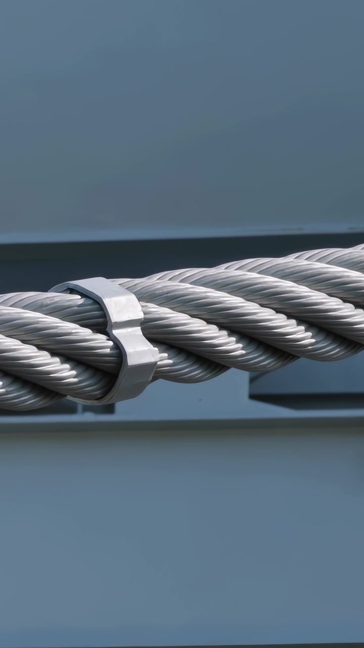 Vertikal video: Gnister sprudler fra en wireklemme under slibende kontakt ved et malet beslag.