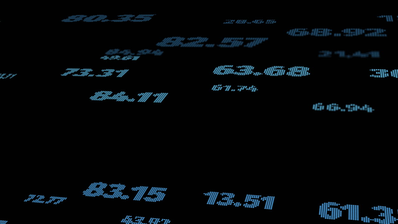 animación del procesamiento de datos financieros sobre un fondo negro