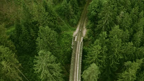 aerial shot of train tracks crossing the ziemes valley bridge