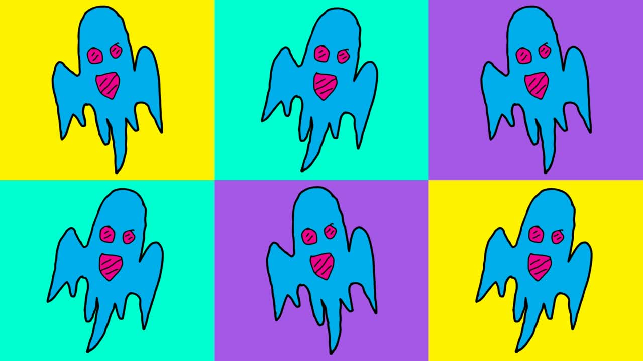 kids drawing pop art seamless background with theme of ghost