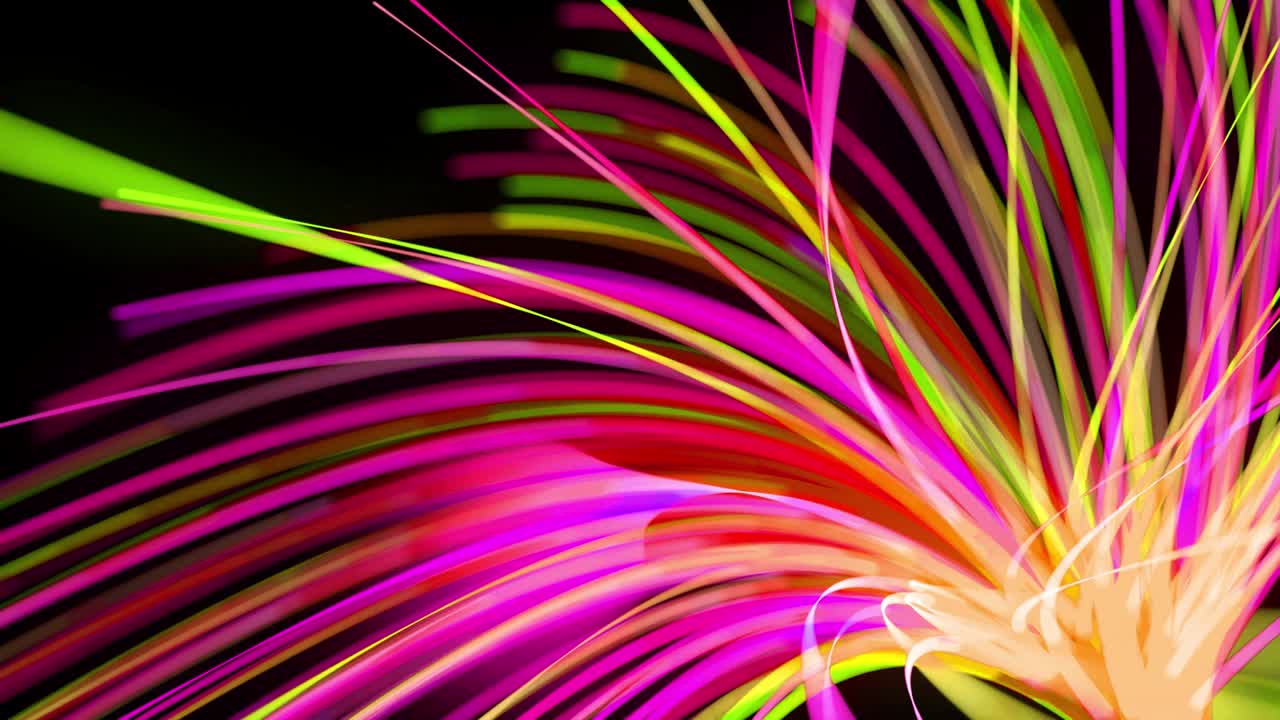 flujo de luz bg en 4k. fondo en bucle abstracto con rastros de luz, flujo de líneas de neón verde rojo amarillo en el espacio se mueven para formar formas en espiral. diseño de movimiento moderno de moda efecto de luz de fondo