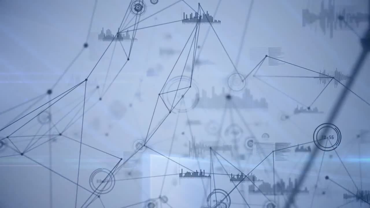 Animation af netværk af forbindelser med statistik.