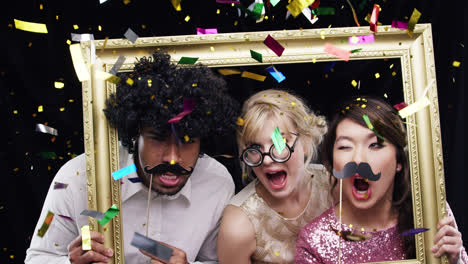 Multicoloured-confetti-shower-in-slow-motion-party-photo-booth