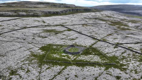 aerial view of ancient ruins in the burren, ireland
