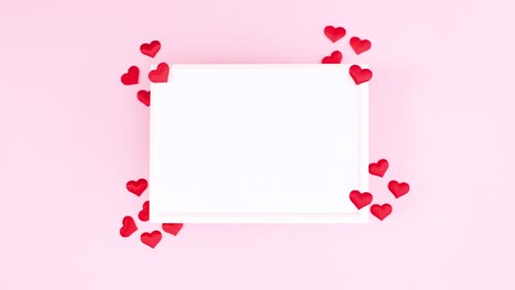 hearts move around valentine's day frame for text. stop motion