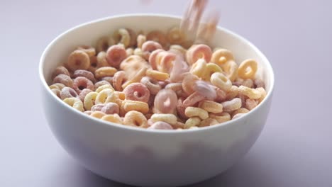 colorful ring cereal in a white bowl