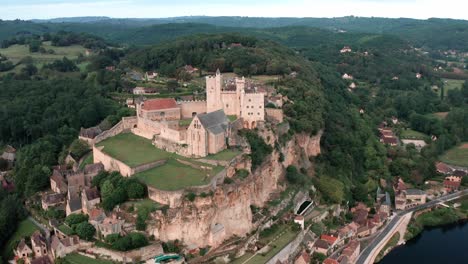 beynac castle, cinematic panorama, aerial france