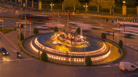 timelapse de madrid al atardecer, plaza de cibeles como tema principal