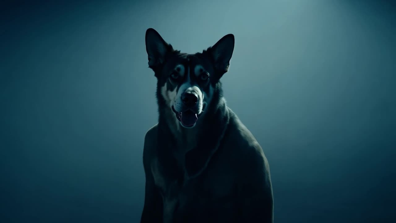 антропоморфный волк в тумане