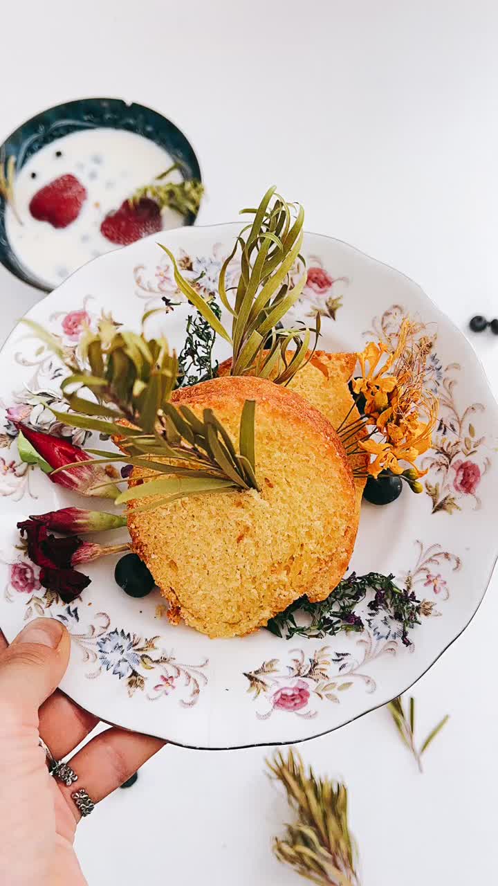 Beautiful Sliced Cake with Floral Decorations