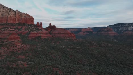 red rock buttes and vegetation in sedona, arizona - drone shot