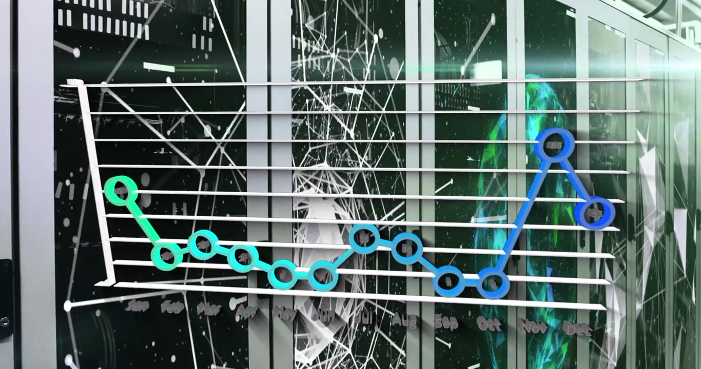 Анимация обработки данных в серверной комнате