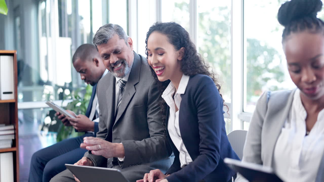 Talking, business people and technology in waiting