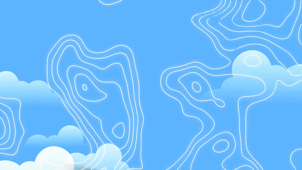 Animation of white lines over clouds and blue background