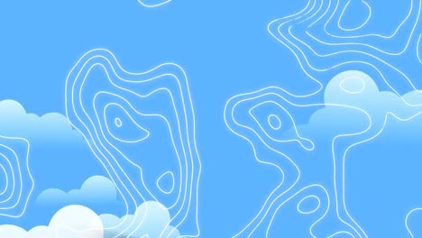 Animation-Weißer-Linien-über-Wolken-Und-Blauem-Hintergrund