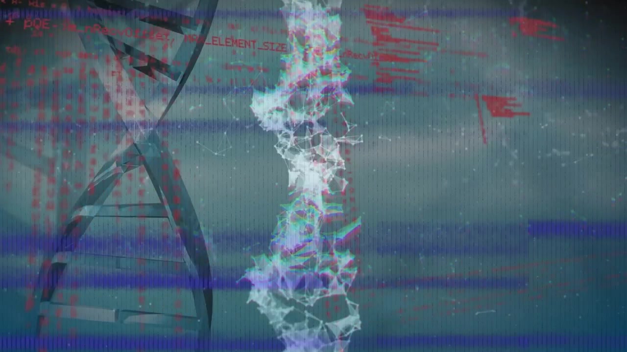 Animation of interference and dna strand over data processing