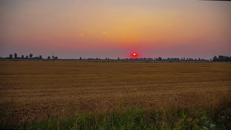 Vista-Panorámica-De-Los-Campos-Bajo-Un-Amanecer-Amarillo