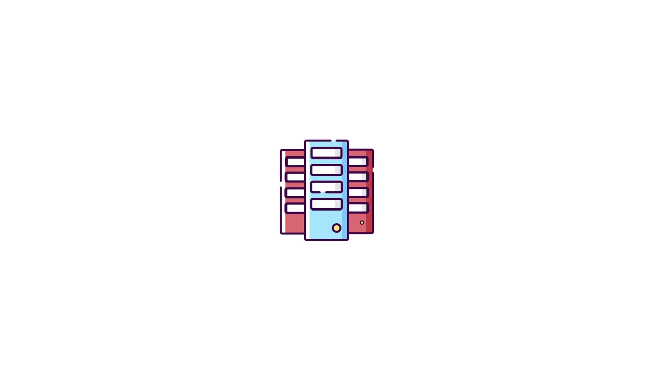 Animated Server Rack Icon with Blinking Lights