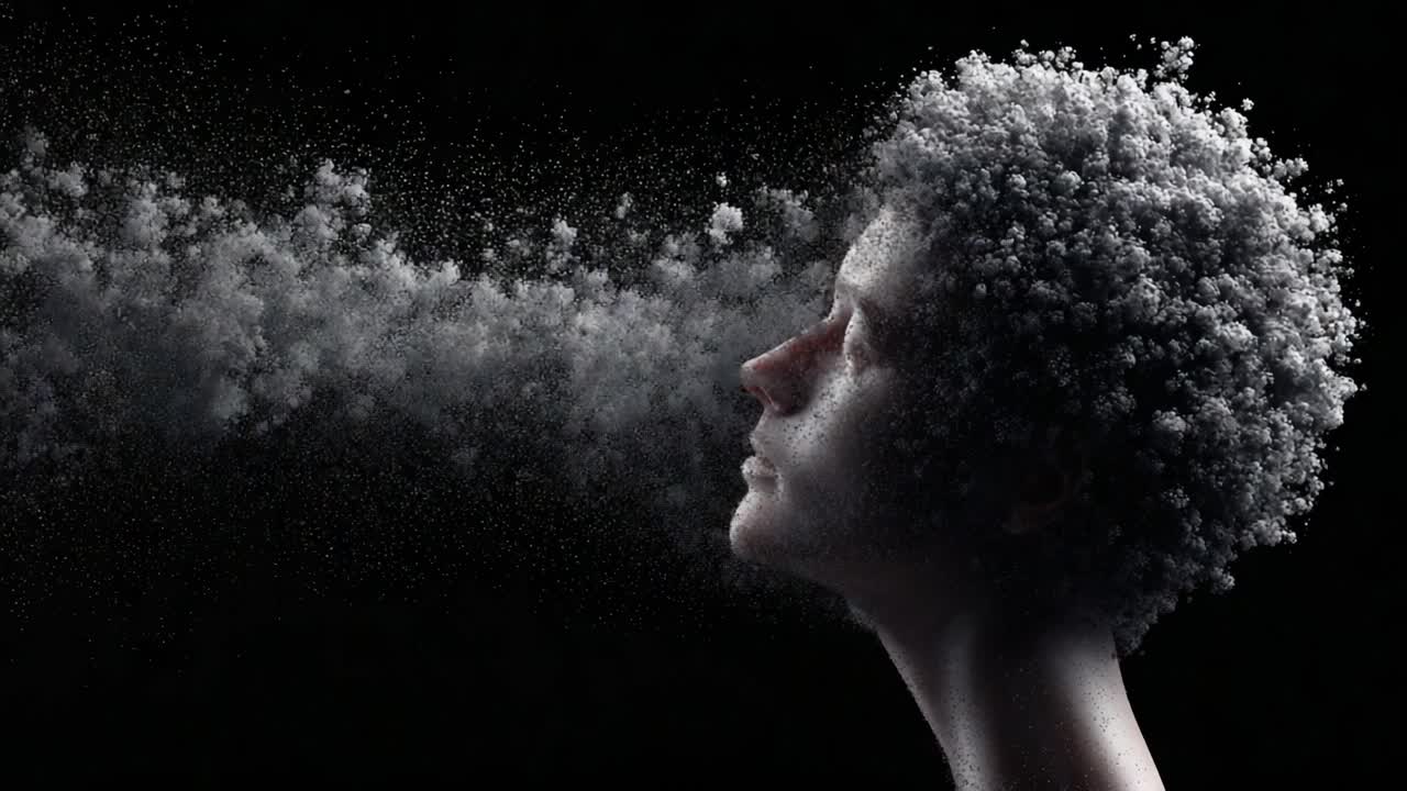 A Surreal Representation of Human Expression Through the Use of Powdery Substance Evoking Emotion and Imagination in a Dark Environment