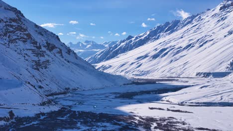 snowy mountain valley in winter