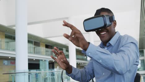 businessman using vr in a modern office