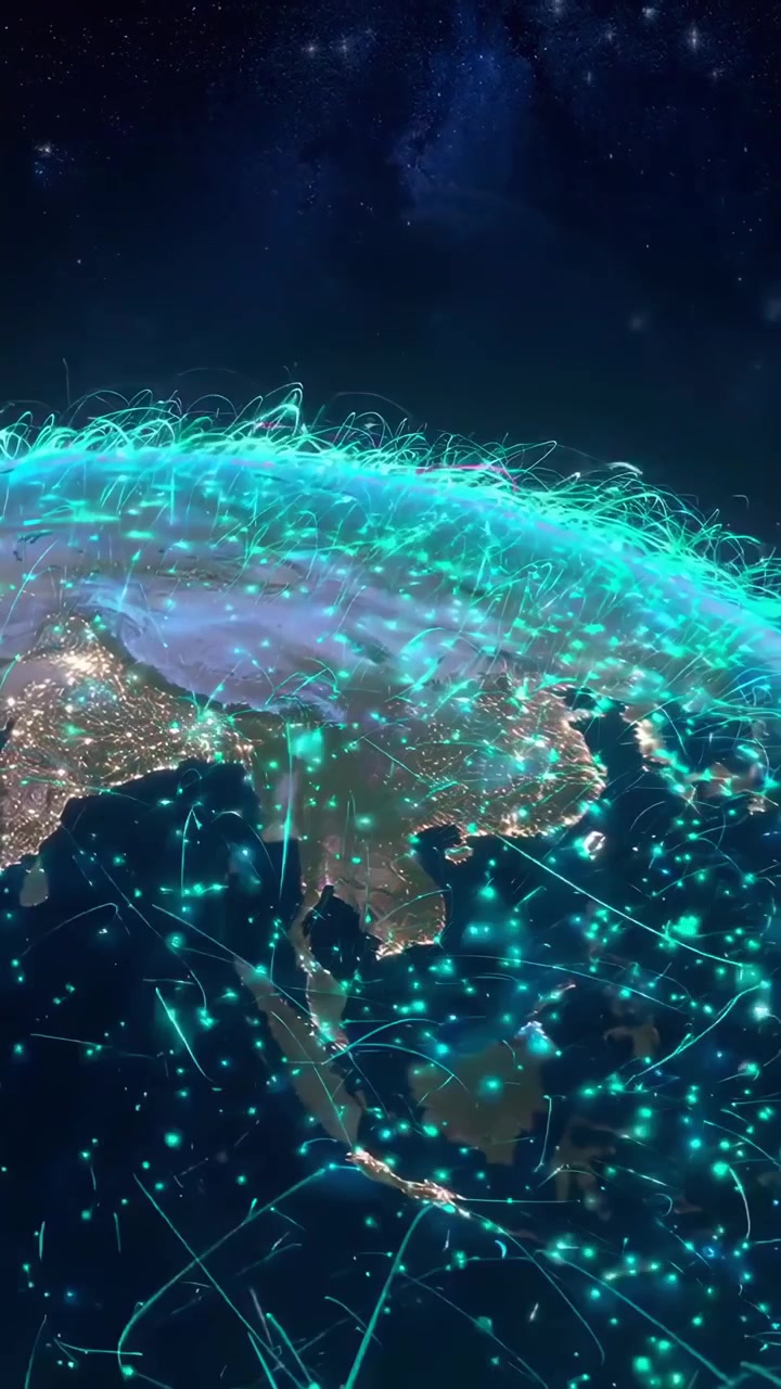 Digital Global Network Connections Over Earth