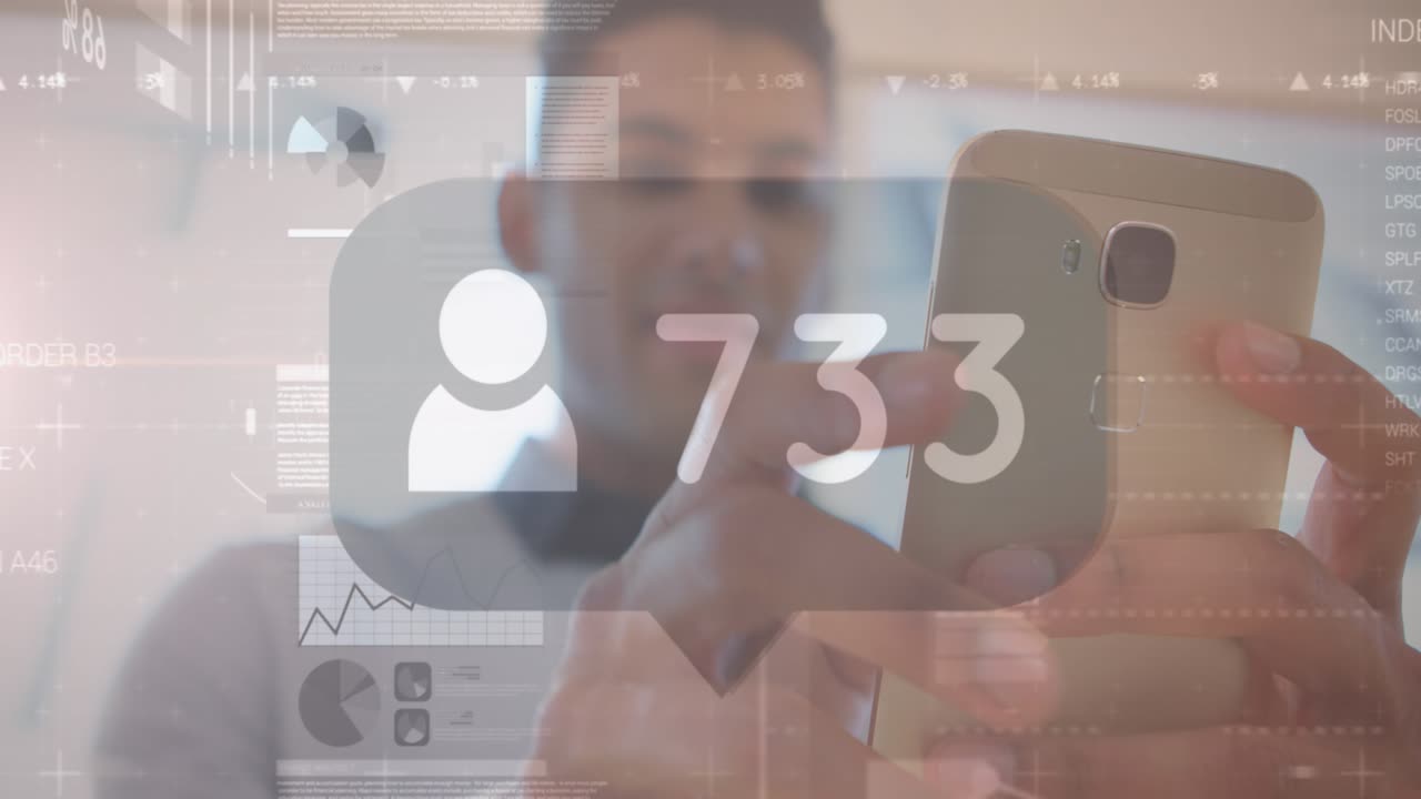 Animation of stay and data processing over scope on digital icons