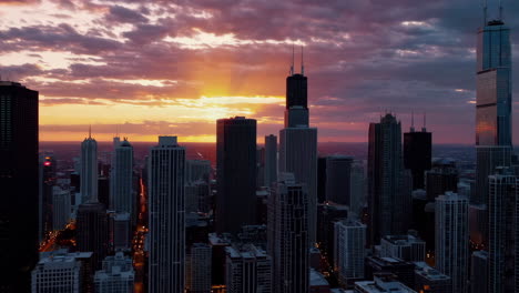 chicago skyline sunset