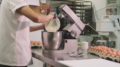 confectioner preparing dough in mixer