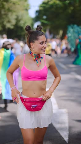 woman at a pride parade