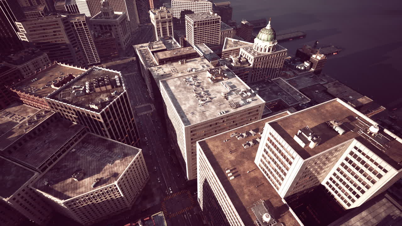 현대 도시 의 공중 에서 볼 수 있는 모습