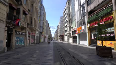 i̇stiklal avenue at covid-19 pandemic curfew no people.