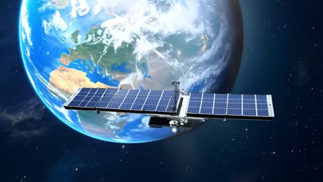 satélite en el espacio que orbita alrededor de la tierra