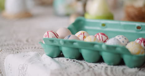 easter eggs in extruder on decorated table