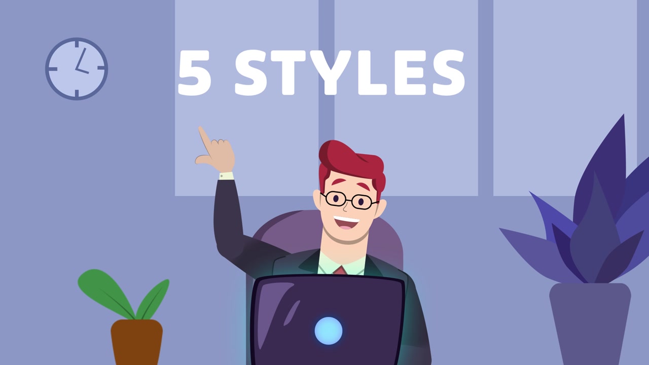 Animated Male Office Worker Using Computer and Office Equipment