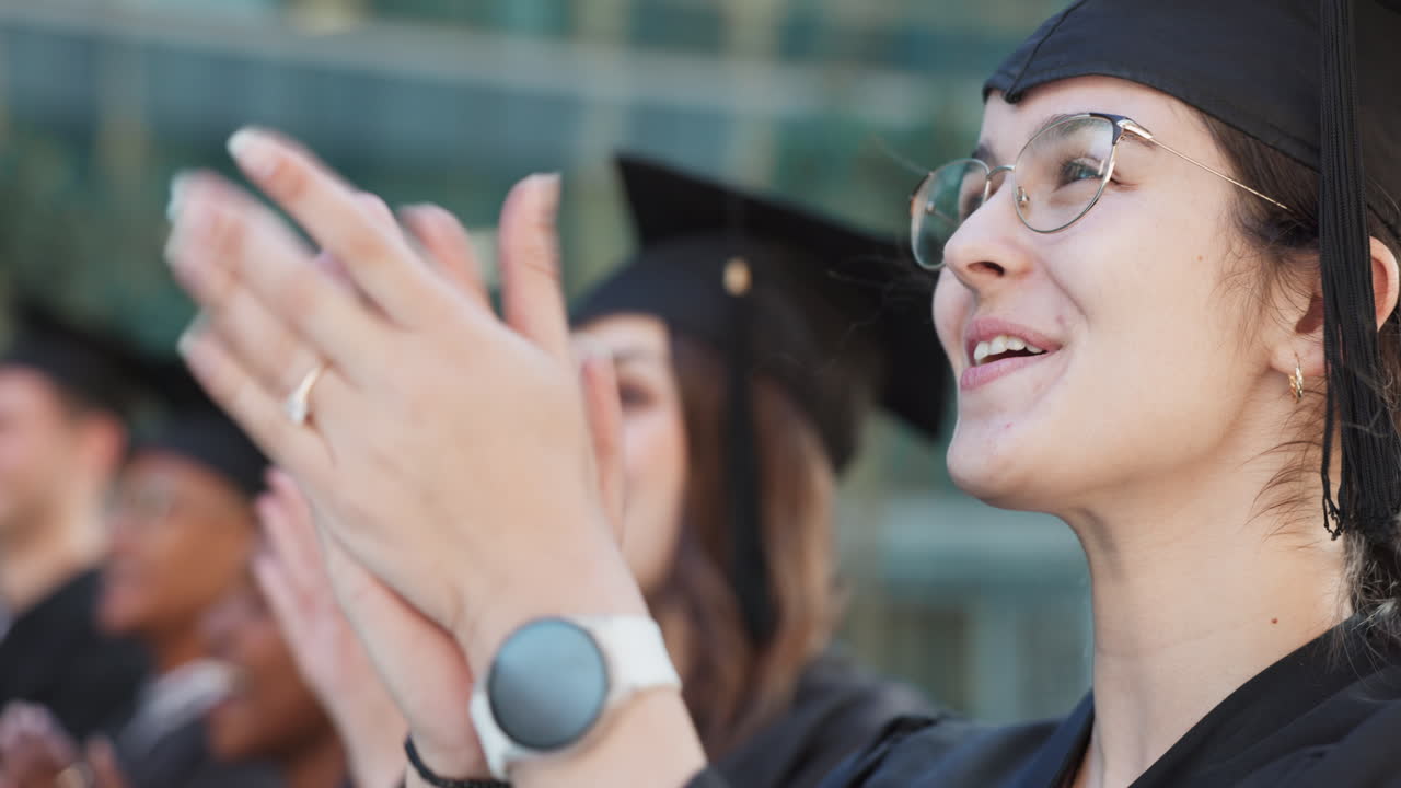 graduación, los estudiantes aplauden