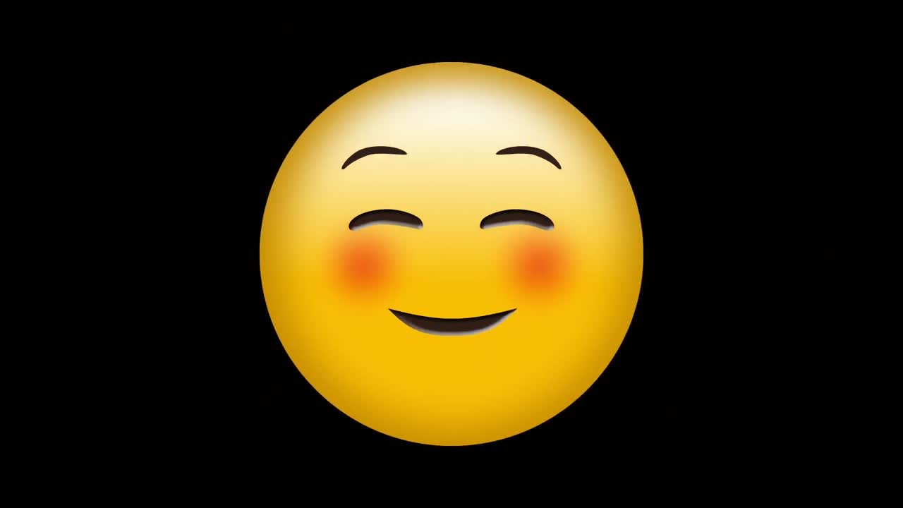 Animation of happy smiling emoji icon on black background