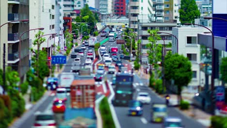 a timelapse of the miniature traffic jam at the urban street in tokyo