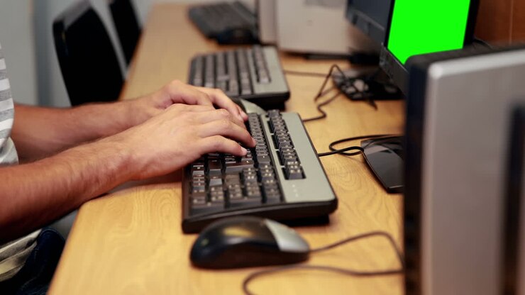 estudante a usar computador