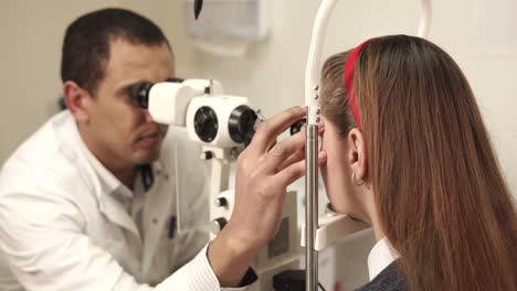 eye exam with doctor and child