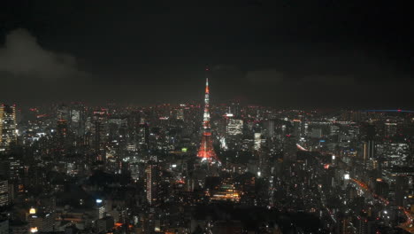 lighting over tokyo tower in japan