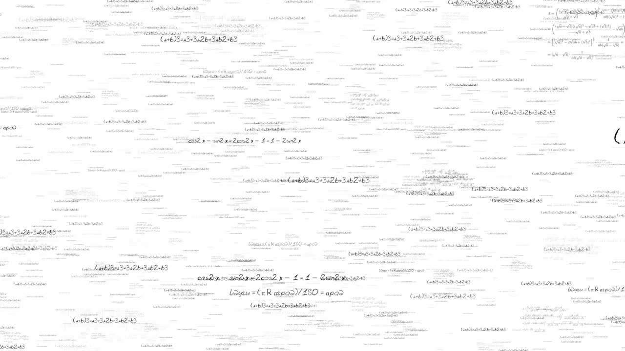 Animated flying formulas and equations. 4K