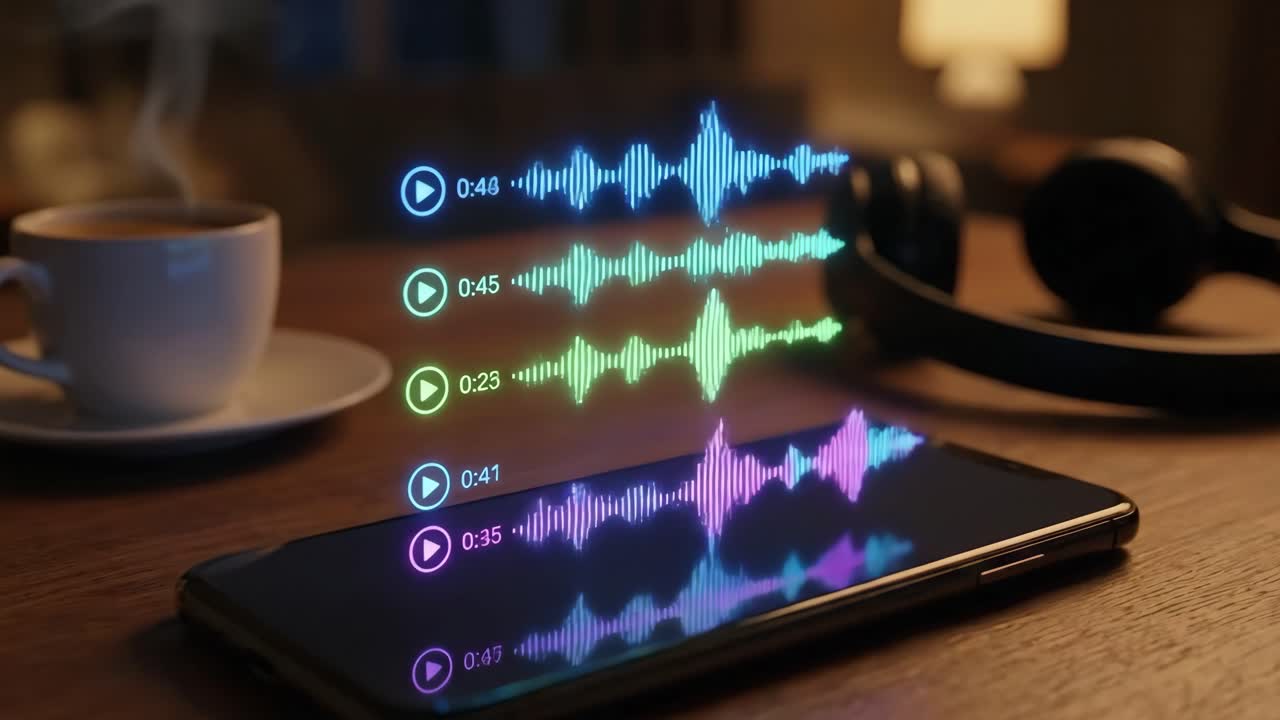 Smartphone Projecting Holographic Sound Waves with Coffee and Headphones