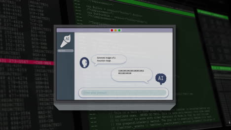 animación de la pantalla con chat en línea sobre procesamiento de datos