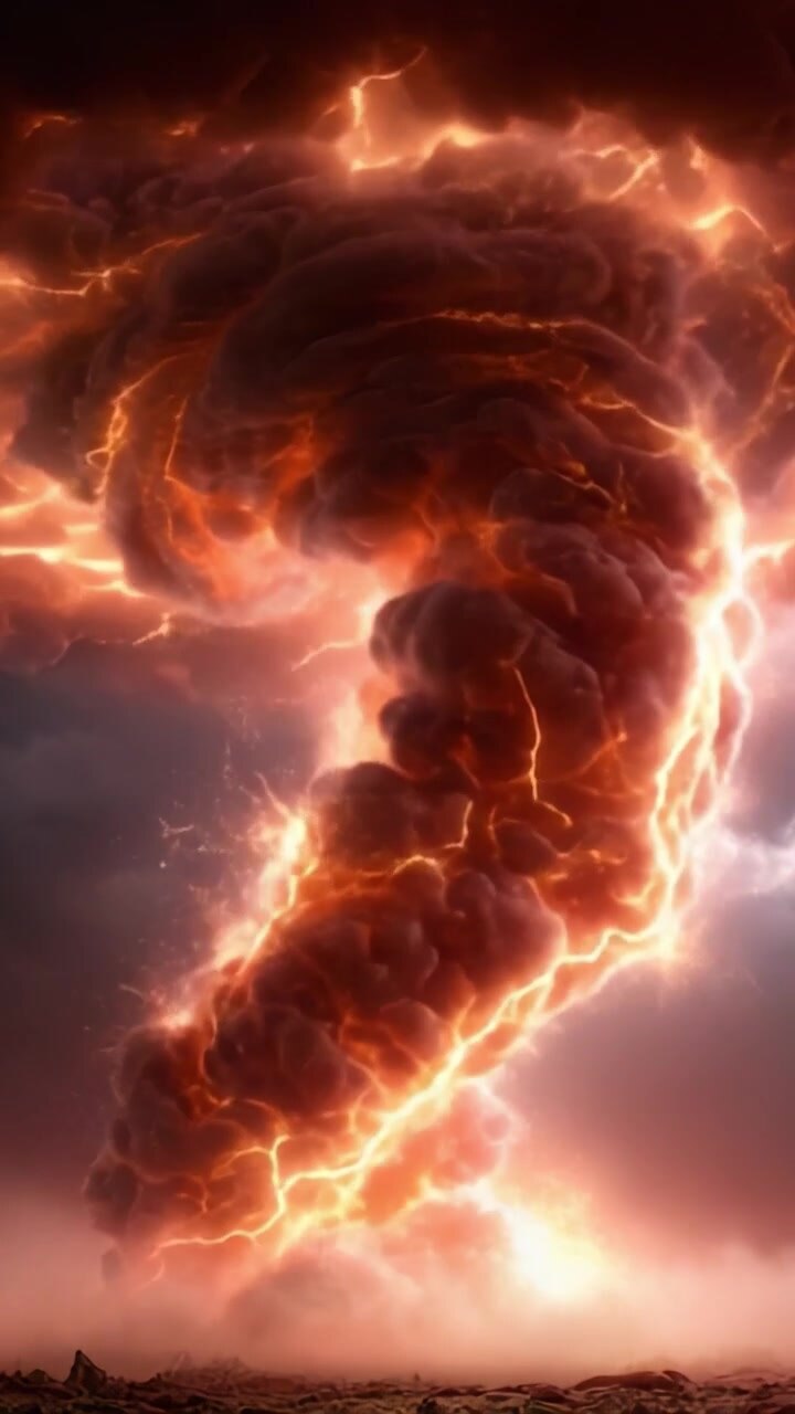 Um Cataclismo da Natureza: A Espetacular Exibição de Raios e Tempestade em uma Erupção Explosiva de Nuvens Escuras e Energia Ardente