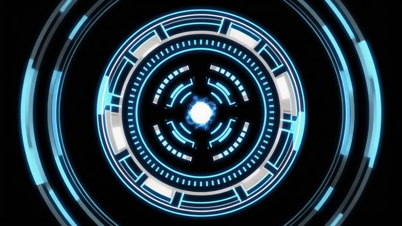 Futuristic HUD Interface with Glowing Blue Circles and Digital Elements