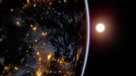 la tierra desde el espacio, vista nocturna