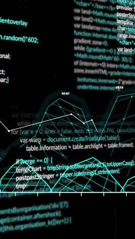 animation of graph and data processing over black background