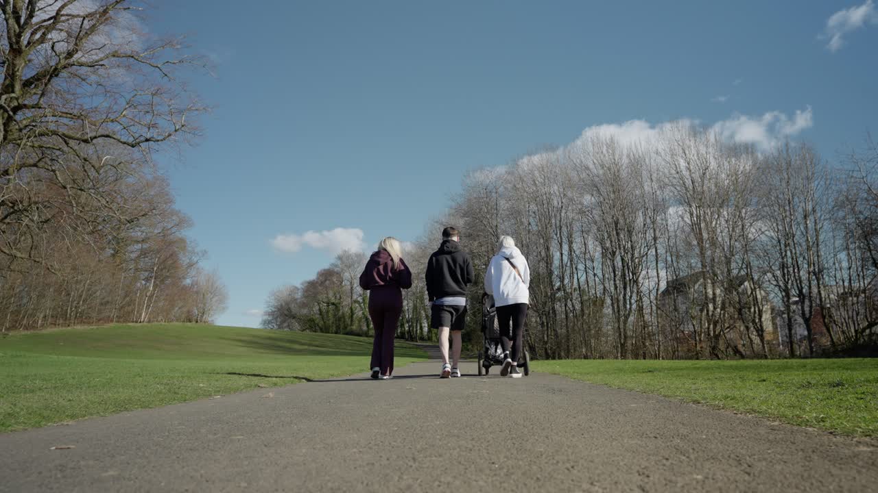 Family relations, outdoor weekend leisure, newborn baby memories, slow-mo