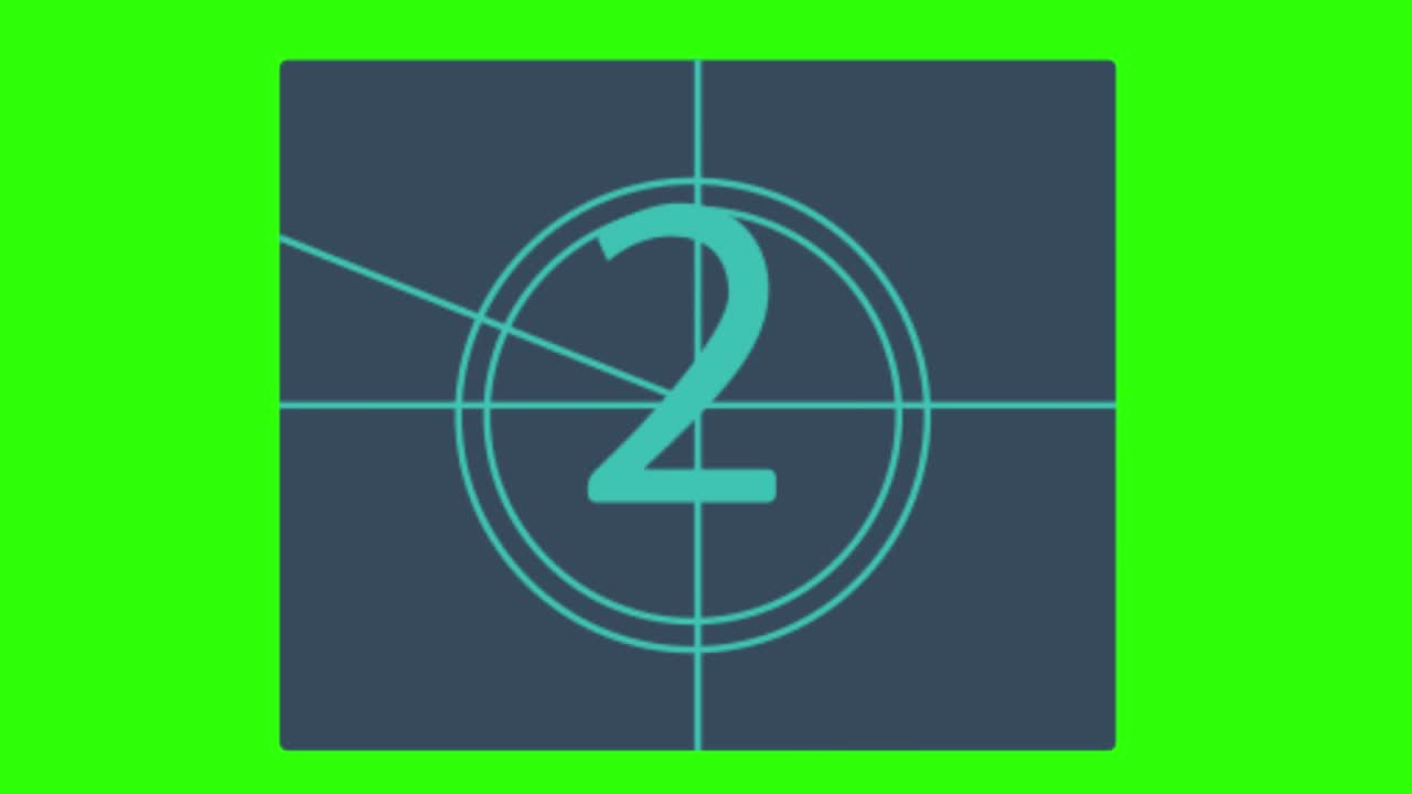 2D animated illustration of a movie countdown on a green screen
